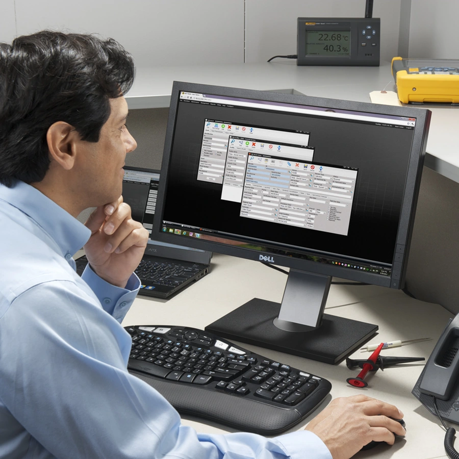 Calibration professional independently using calibration software at a workstation